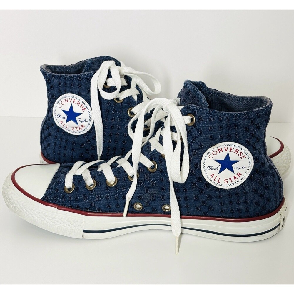 Converse Chuck Taylor All Star High Top Sneakers Womens 9 Blue Eyelet Coquette
